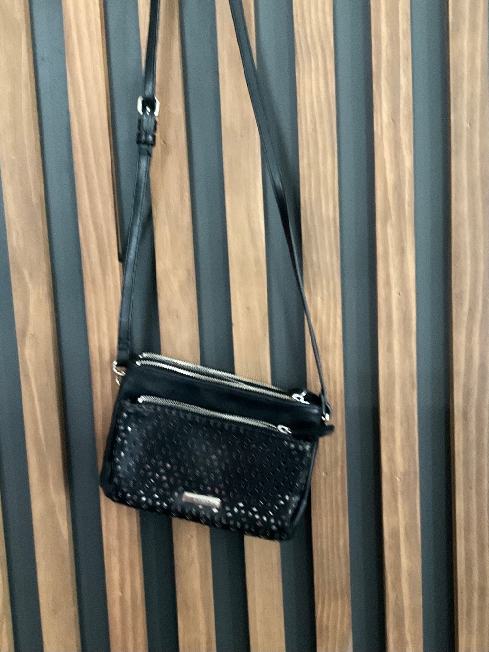 Reaction Kenneth Cole Black Studded Mini Crossbody